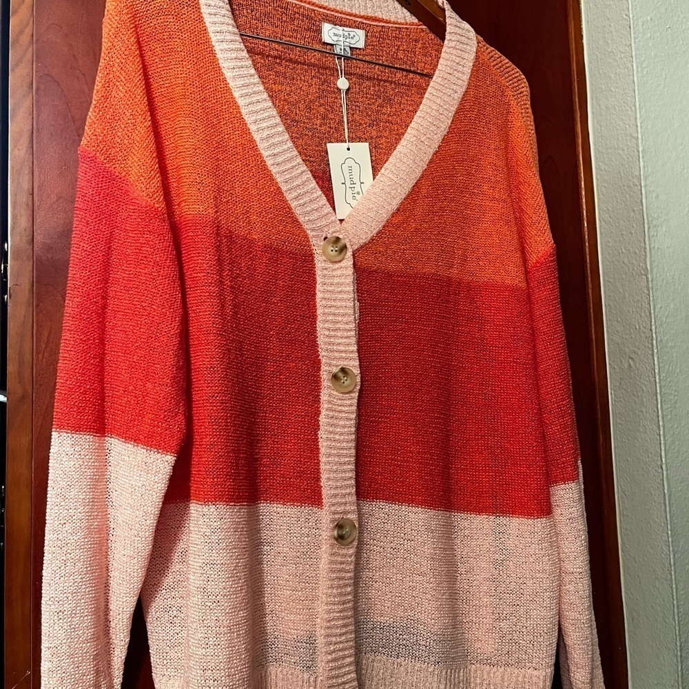 Mud Pie Barker Button Down Cardigan Sz M/L Women Multi Colored - Picture 5 of 8